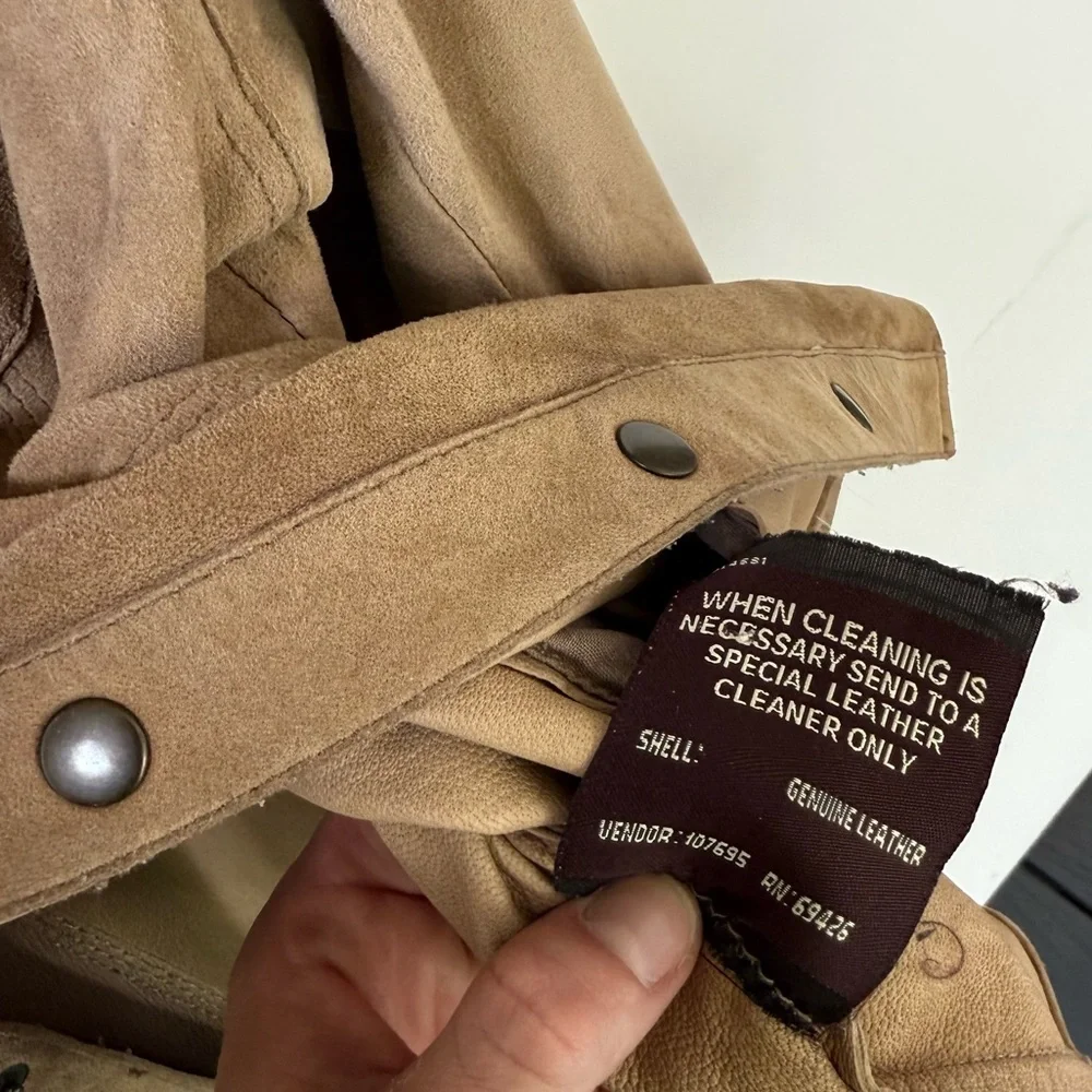 Vintage Wilson’s Leather House of Suede 100% Leather Jacket Brown Braided Zip Up - Picture 7 of 8